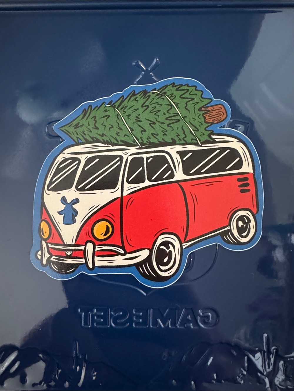 Dutch Bros Red Van Sticker with Green Tree